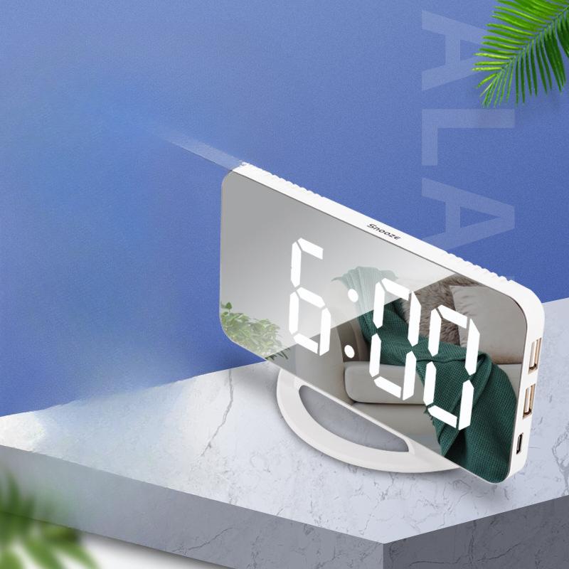 Creative Multi-function LED Mirror Clock Makeup Mirror Digital Alarm Clock Simple Desktop Automatic Photosensitive Electronic Clock
