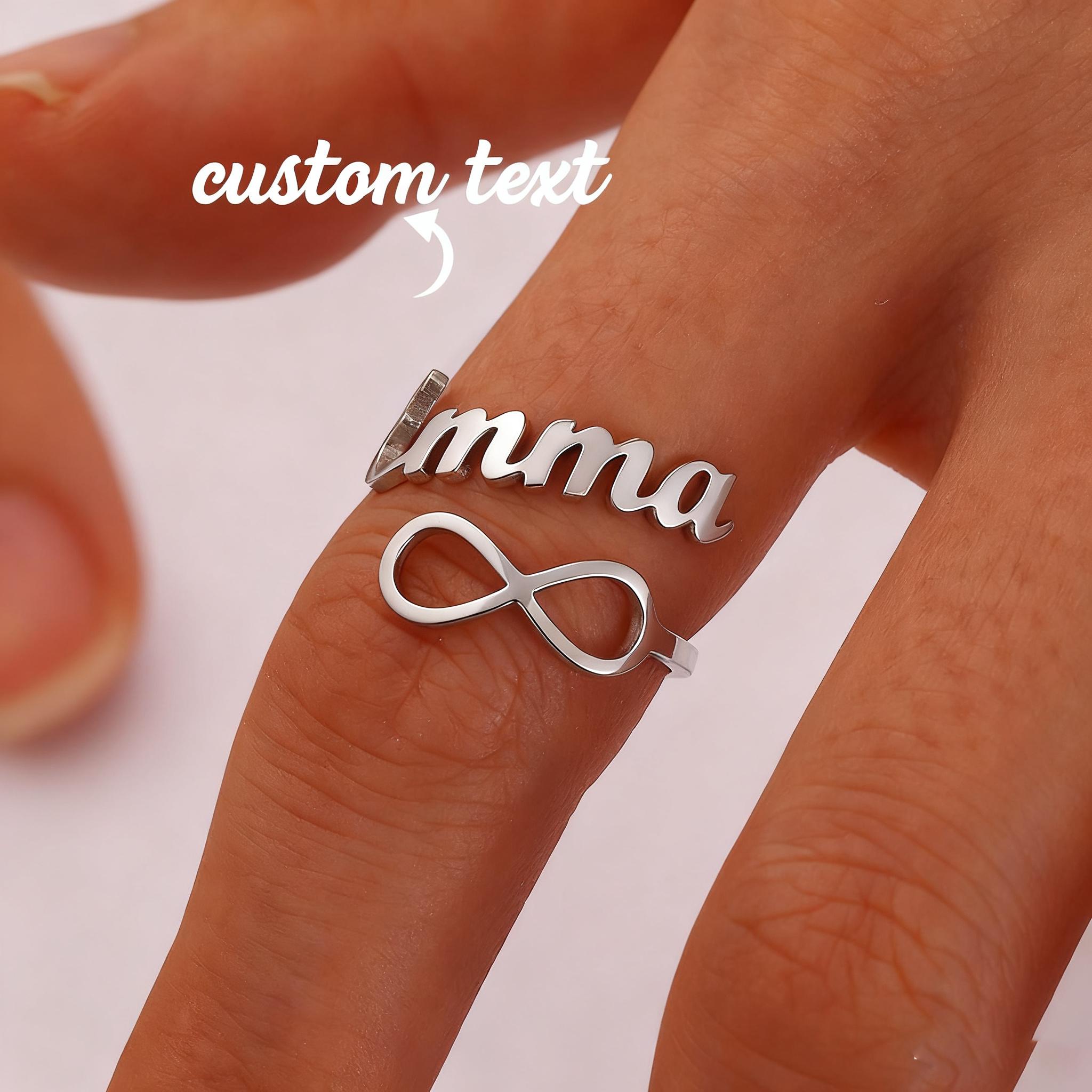 

Personalized Name Anillos Custom Infinity Letter Rings For Women Unisex Wedding Party Stainless Steel Adjustable Ring Jewelry resizable