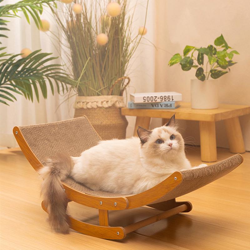 Katzenkratzbrett, abnehmbares Katzen-Loungebett aus Holz, Wellpappe, verschleißfestes Katzenkratzbrett, Schleifklauenspielzeug, Heimtierbedarf