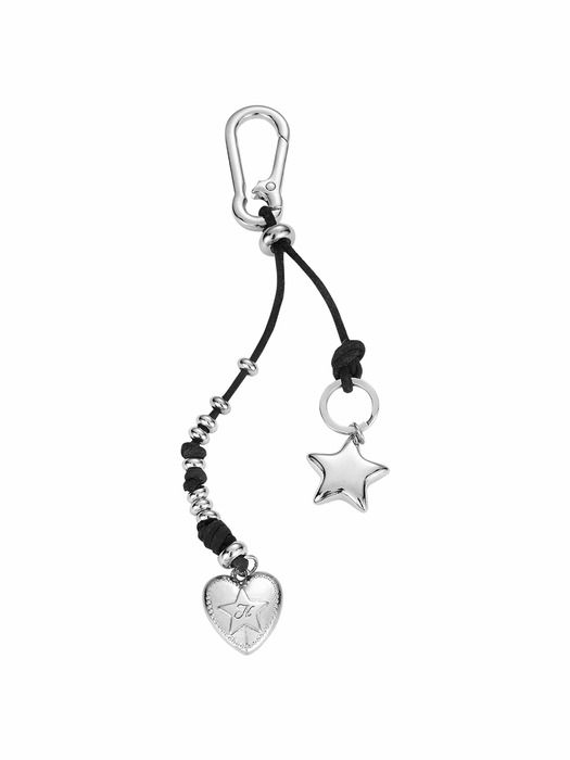 nff heartlink leather keyring-black