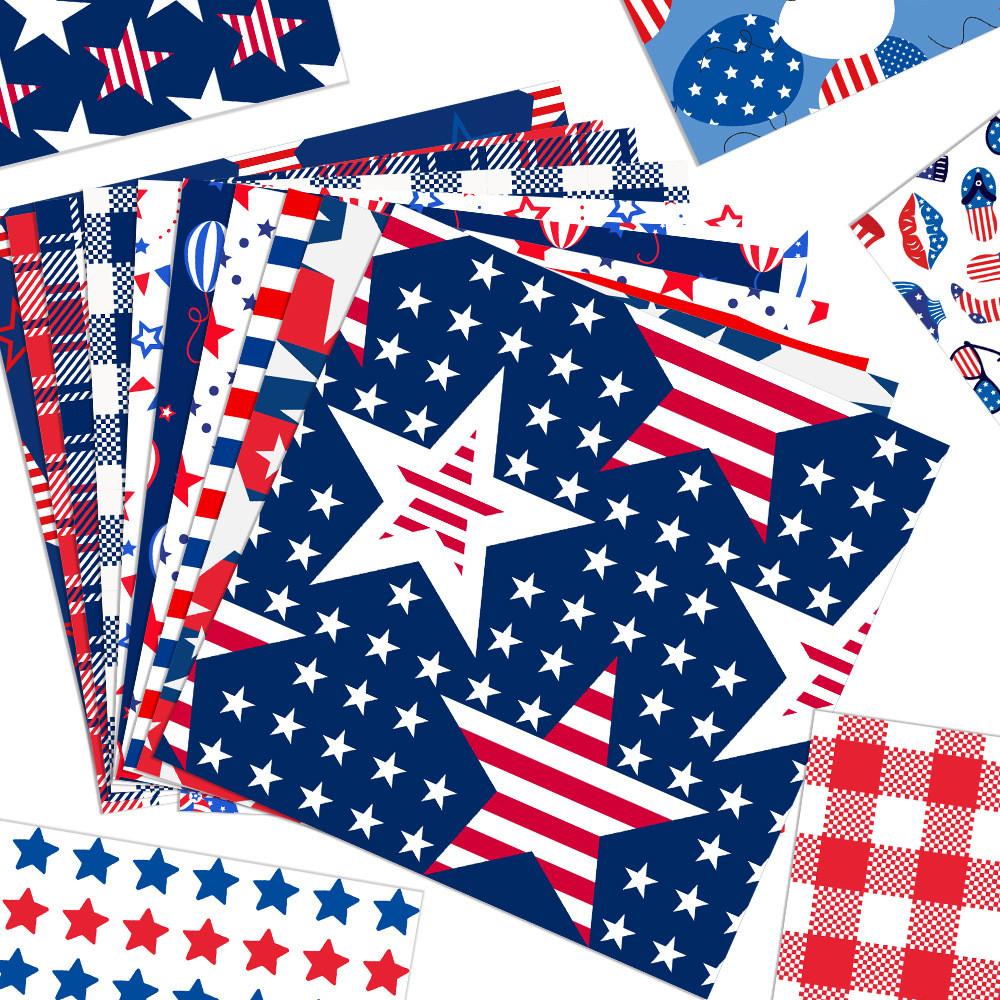 Independence Themed Day Striped Star Balloon Pattern Gift Box Packaging Paper