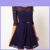 Elegant Lace Dress With Long Sleeves And Round Neck For Casual Spring Summer Wear