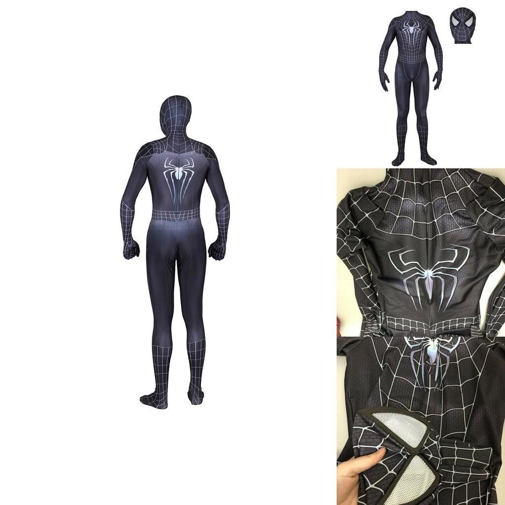Breathable And Elastic Spiderman Black Venom Zentai Suit With See-through Eyes