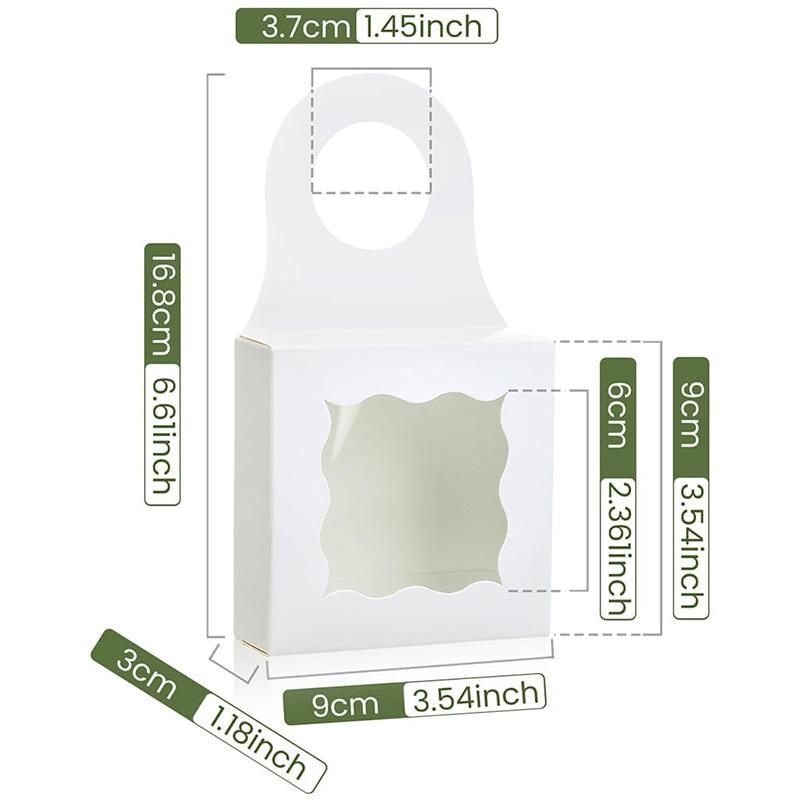 WTEMPO 50 sztuk butelek wina wiszące pudełka z przezroczystym oknem fali prezenty pudełka z papieru kraft wiszące pudełka na smakołyki szampana, mini pudełka na wędliny