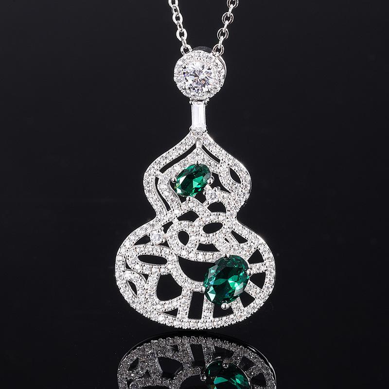 

Jewelry Copper Bottom Gold-Plated Simulation Color Treasure Just Jade Gourd Pendant Female 6 * 8-4 * 6