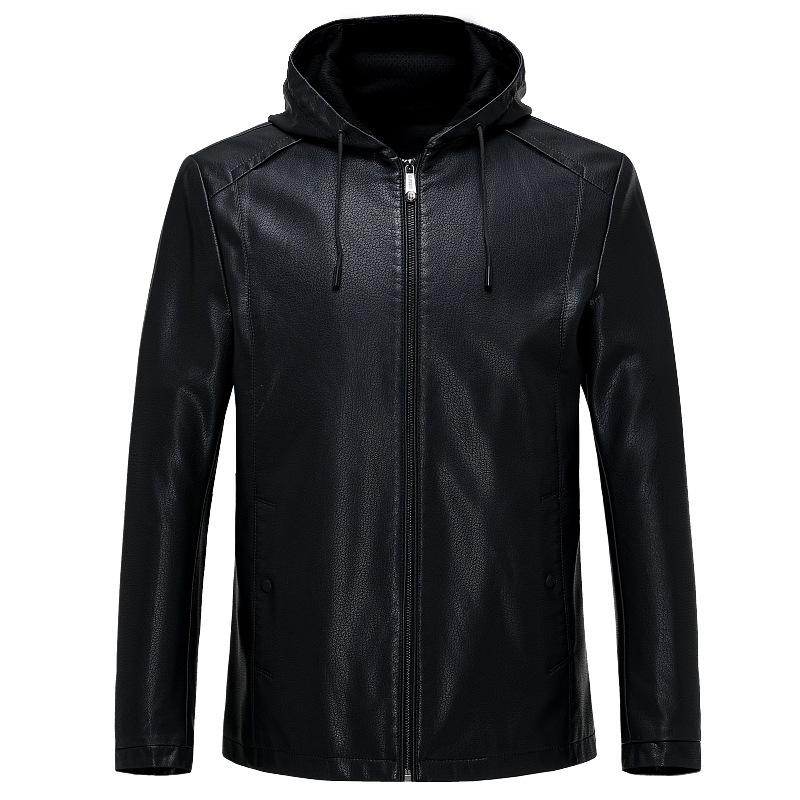 Genuine Leather Men's Leather Jacket Autumn and Winter New Men's Hooded Leather Jacket Sheepskin Men's Coat
