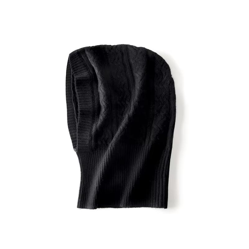 Unisex 100%Wool Knitted Balaclava Winter Ear Face Neck Protect One-Piece Scarf Hat Soft Warm Hooded Beanies Twist False Collar