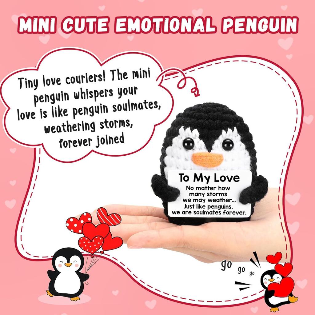 Gifts for Him Her Boyfriend Girlfriend Birthday Christmas, To My Love Handmade Crochet Penguin I Love You Gift for Couples Wife