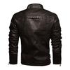 Men's Solid Color Stand Collar PU Leather Top Retro Casual Motorcycle Jacket