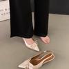 Fashion French Pointy Bow High Heels Women Thin with 2025 New Temperament Socialite Fashion Everything Comfortable Baotou Sandals