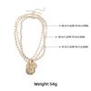 Layered Gold-Tone Alloy Necklace Set With Multi-Row Imitation Pearl Coin Pendants Women Geometric Chic Statement Jewelry