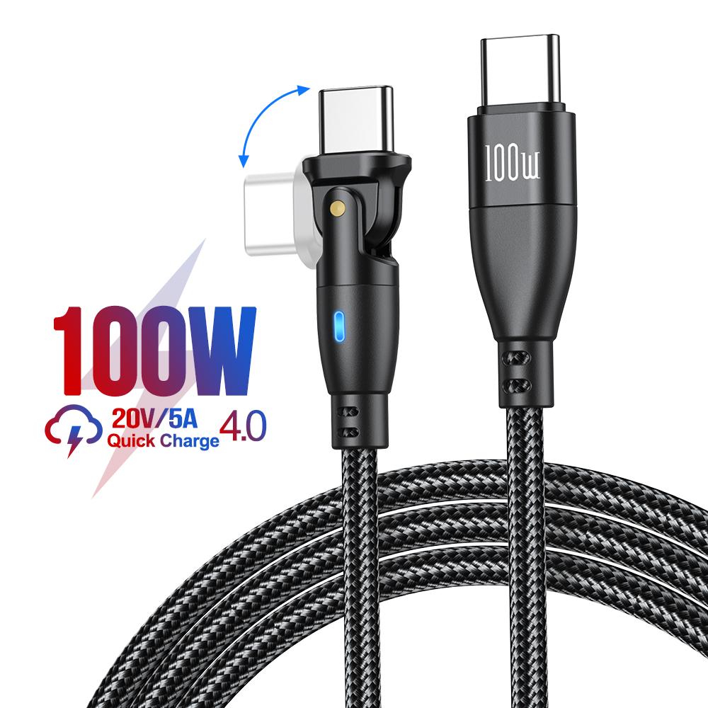 

100 Вт USB Type C - USB C кабель 5A PD быстрая зарядка зарядное устройство провод шнур для MacBook Pro Xiaomi iPad Samsung 180 поворотный USB-C кабель 0.5m