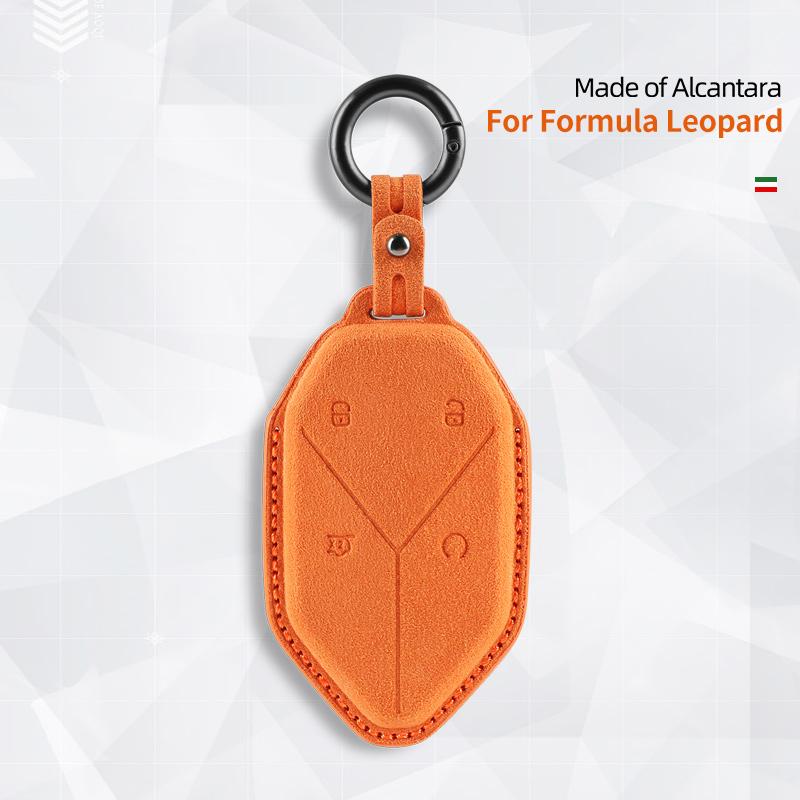 For Byd Dmi Formula Leopard 5 Car Key Case Alcantara Suede Keychain Cover Shell Protector Auto Interior Accessories