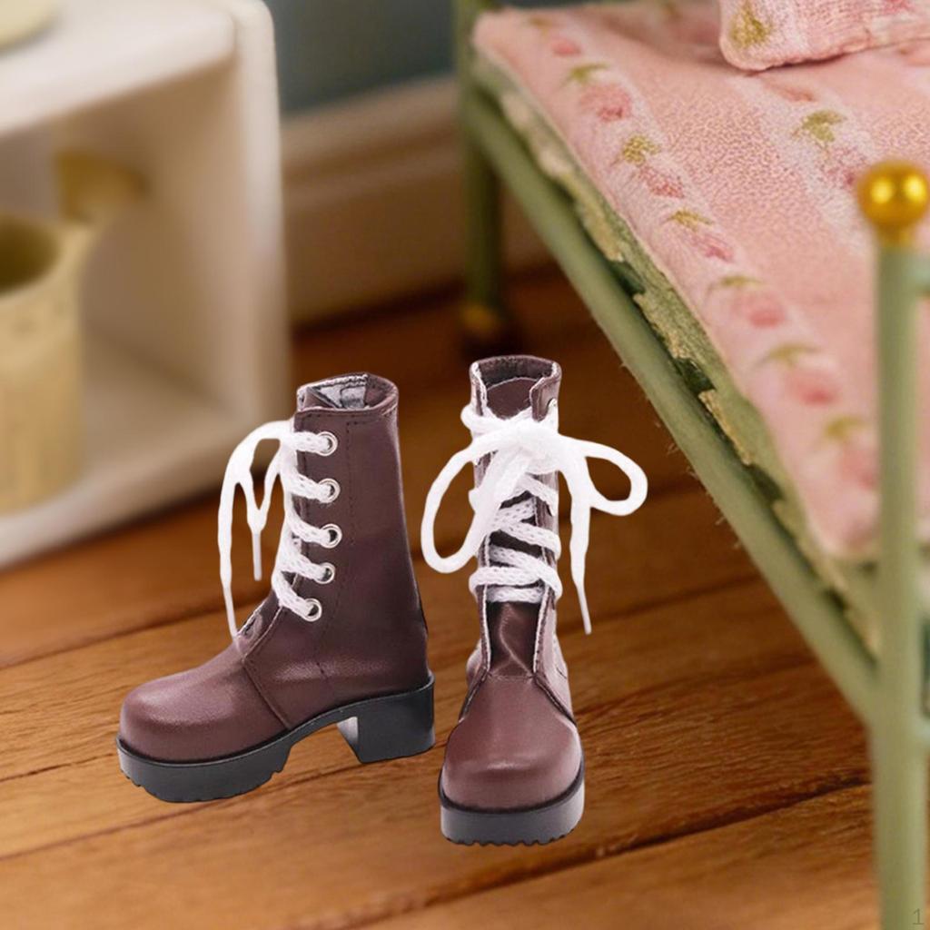 1/ Doll Shoes Photo Props PU Leather Cool Trendy Casual Mini Miniature Model Boots for Female Action