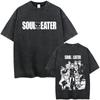 Washed Vintage Anime Soul Eater Maka Albarn Soul Evans Graphic Tshirt Mens Retro Manga T Shirts Men Cotton Oversized Tshirts
