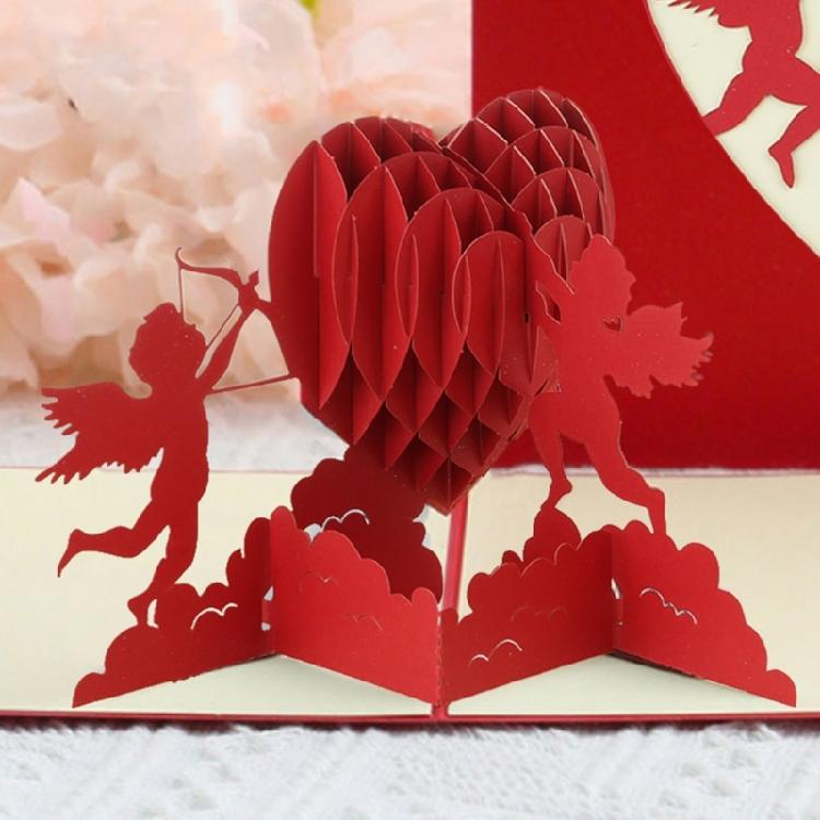 Cupid's Heart 3-D for Pop Up Valentine’s Day Card Happy Anniversary for Her Date