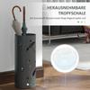 Freestanding Umbrella Stand for Hallway, Round Umbrella Basket with 4 Hooks and Drip Tray for Entryway, Dark Grey