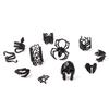Electrophoretic Black Adjustable Snake Skull Love Spider Mask 11-piece Ring Set