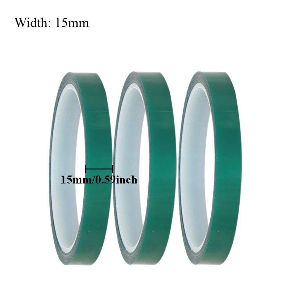 3 Rolls Green PET Film Tape Multiple Widths Heat-Resistant Masking Shielding PCB Solder Plating Insulation Protection Tape