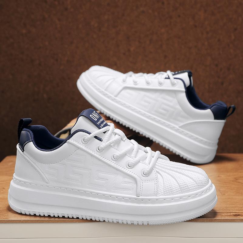 Fashion Men's thick soled casual shoes breathable soft sole four season comfort students white shoes outdoor walking sports board shoes