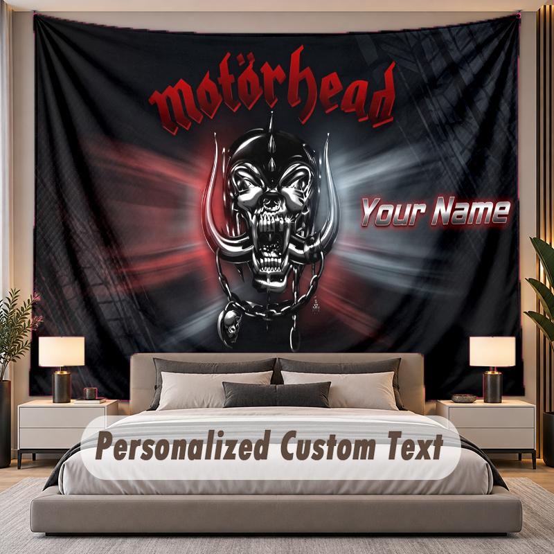 Custom Name Text Tapestry Motorhead Personalized Polyester Wall Tapestry For Bedroom And Room