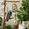 Parrot Beak Grinding Stone Stone, Colorful Beaded Chew Toy with Bell, Birdcage Care Hanging for African Grey Cockatiels Budgies Anxiety And