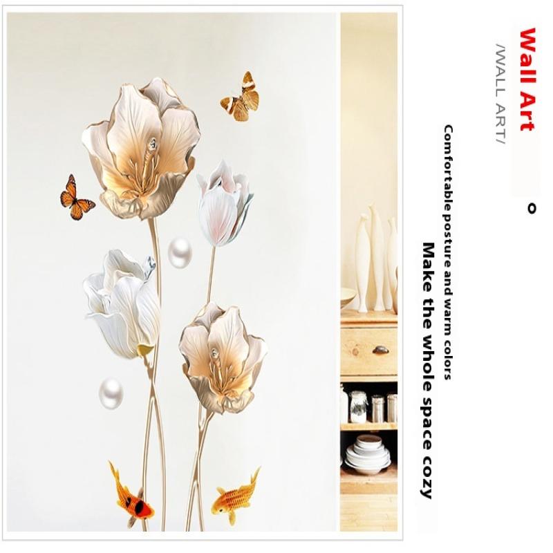 Beautiful Flower Wall Sticker For Living Room Background Decor Self-Adhesive Home Decor