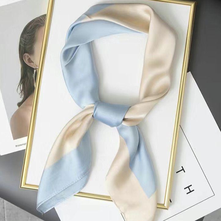 

Женский маленький шелковый шарф | Корейский INS-стиль маленький квадратный шарф шейный платок для защиты шеи летний шарф для защиты от солнца и легкая шаль