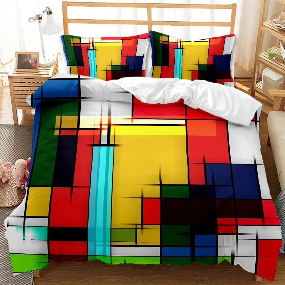 Bettbezug mit geometrischem Muster, Aquarell, abstrakte Malerei, für Steppdecke, Bettdecke, alle Jahreszeiten, Doppelbett, Queen-Size-Bett, King-Size-Bett, Polyester, Bettbezug