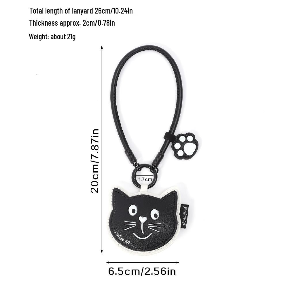 Customizable Black Cat Leather Keychain – Personalized Bag Accessories with Logo Options