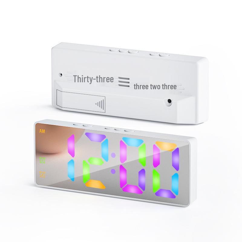 Minimalist Dual-Use LED Alarm Clock with Voice Control and Temperature Display