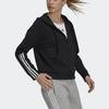 Adidas Logo Striped Hooded Sports Jacket Women Jackets Black GS1380