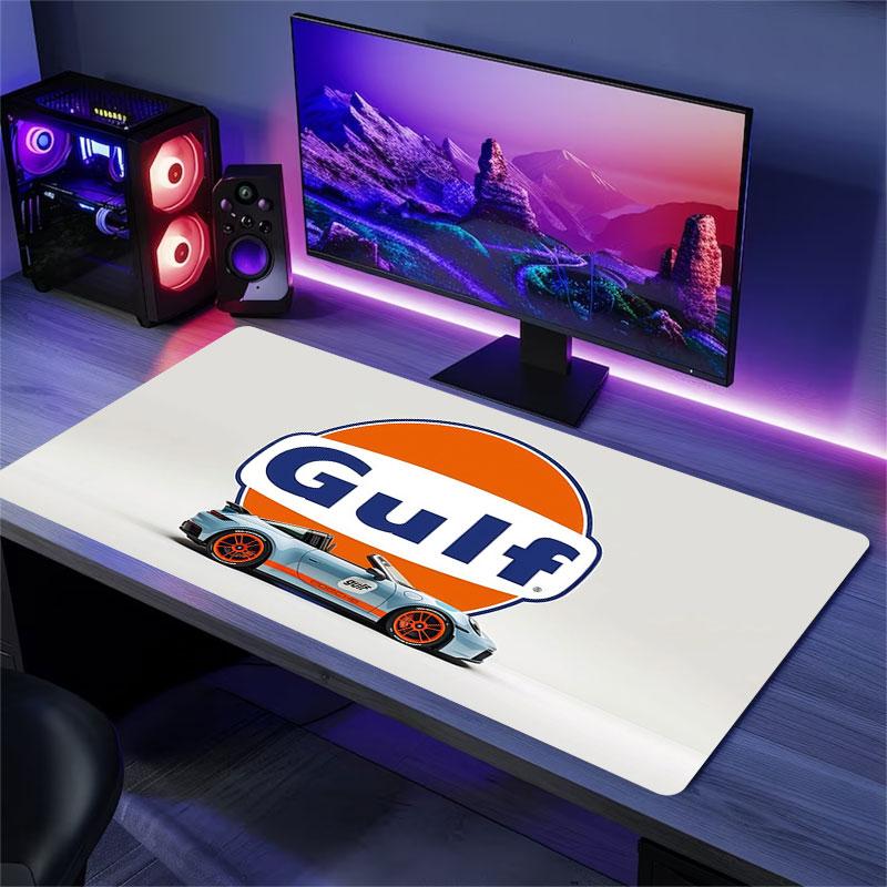 Gulf Racing Art Mouse Pad, Large Gaming Desk Mat, Non-slip XXL Mousepad for Laptop & Tablet, Mini PC Playmat with Stitched Edges