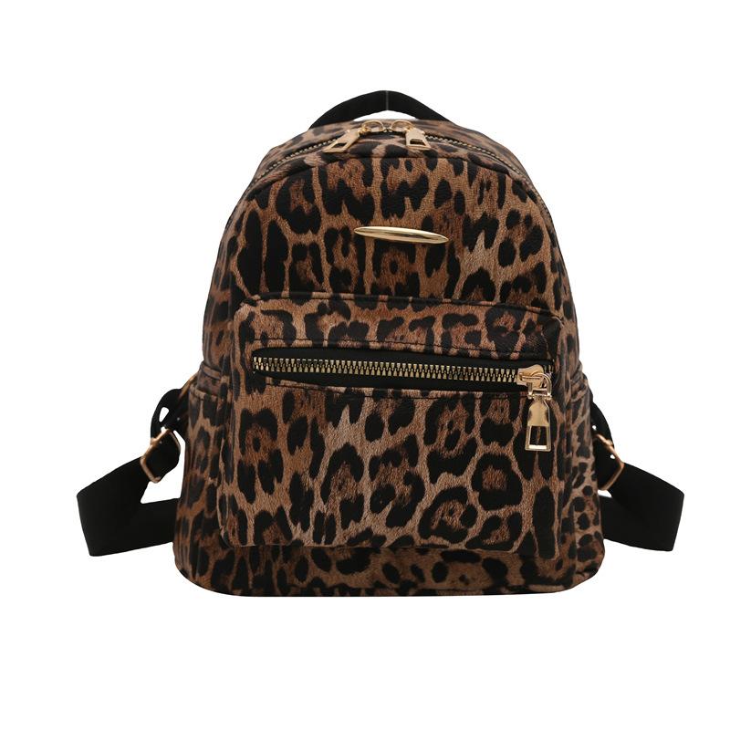 Schoolbag leisure college style leopard print backpack fashion versatile bag new shoulder backpack handbag