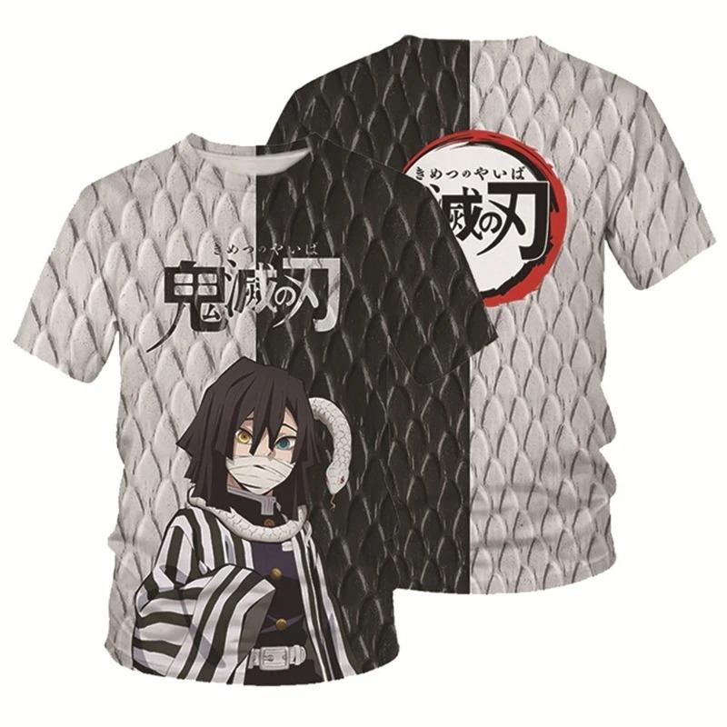 Sudadera de Manga Corta para Niños Top de Dibujos Animados Camiseta Estampada en 3D Anime Demon Slayer Niños Niñas Verano Moda Urbana Camiseta Top
