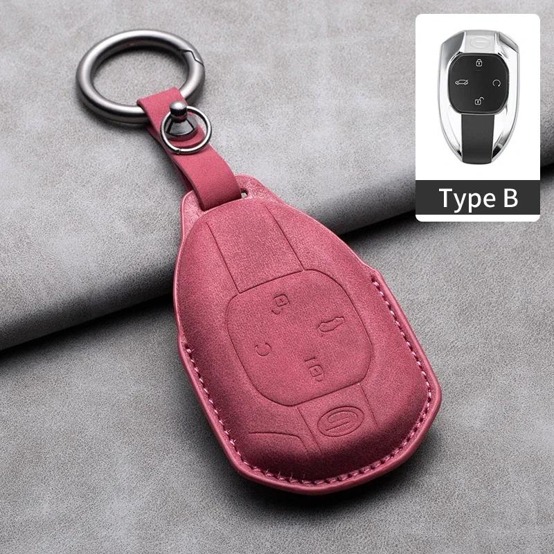 Leather Car Remote Key Case Cover for GAC Trumpchi GS4 GM8 GA3 GA6 SGS7 GA4 GS5 GS3 Legend GS8 Keychain Accessories