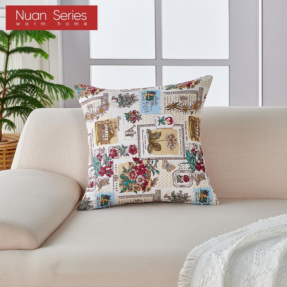 1PC Nuan Series Versatile American Retro Cotton and Linen Comfortable Pillowcase Cushion Cover for Sofa Bed Living Room Bedroom Home Decor