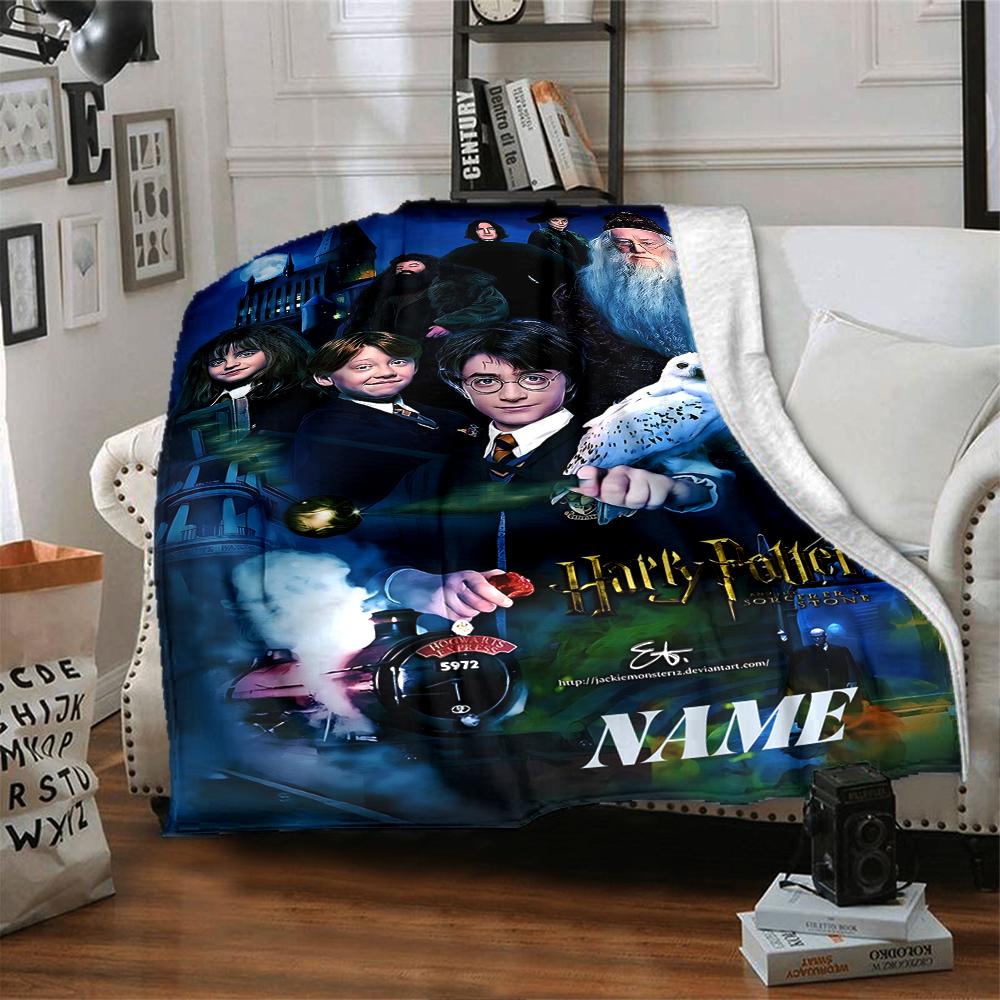 Custom Name Harry Potter Adventure blanket for Couch & Bed, Plush Cozy Fuzzy Blanket Super Soft & Warm Blankets for Fall and Winter. 090894