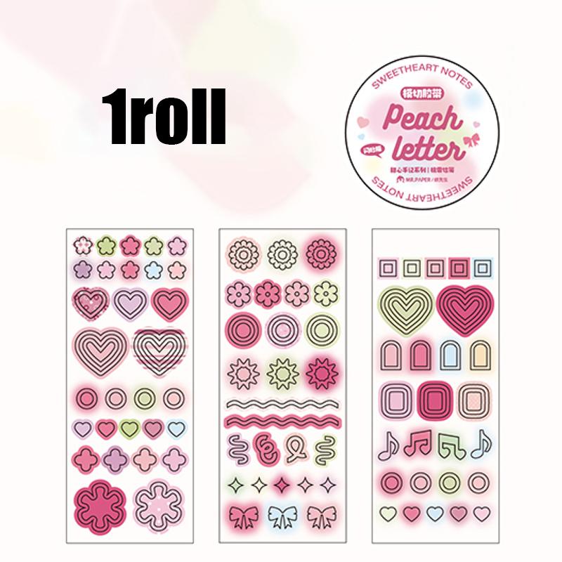 

200cm/roll Mr. Paper Simple Geometric Symbol Tape Color Star Moon Illustration Sand Film Tape Home Handbook DIY Decoration Gifts