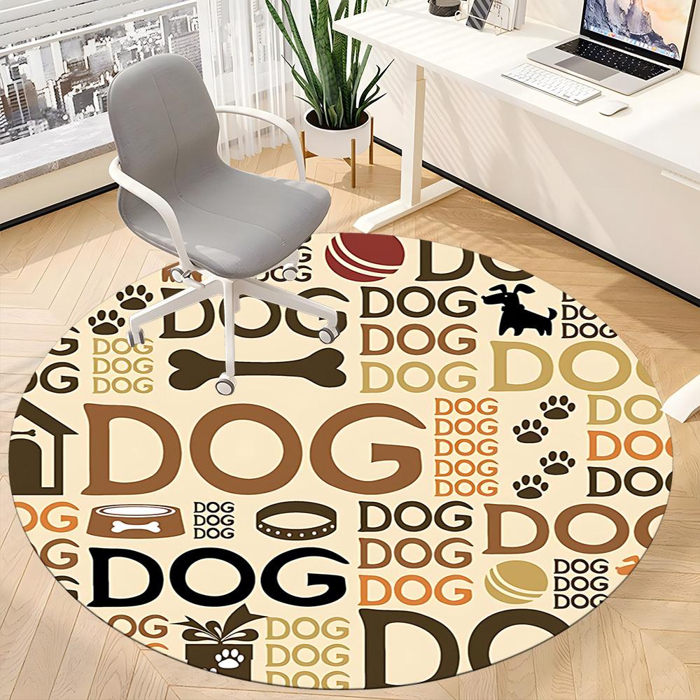 1pc Doggy Office Round Rug, Non-slip, Soft and Durable Office Rug for Interior Decoration, Perfect for Office, Beautiful Decoration Yy260323065