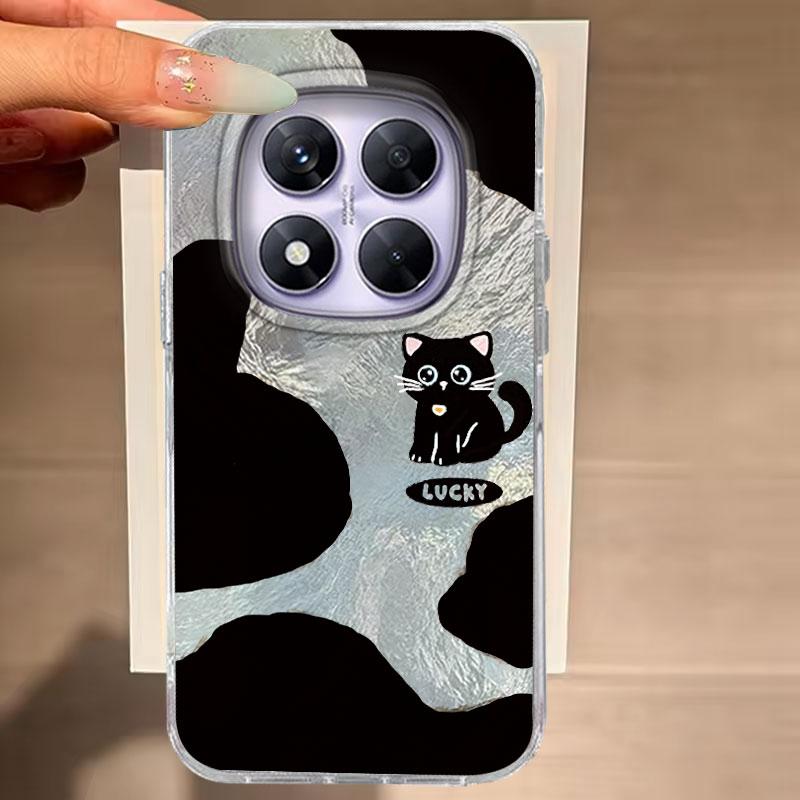 

Чехол для For Honor 400 Lite 200 Pro 200Lite X9c X9a X8b X8a 5G Чехол для телефона Кот Черный Мультяшный Для Honor 200 Защитные Задние Сумки Redmi A3-A3X белый