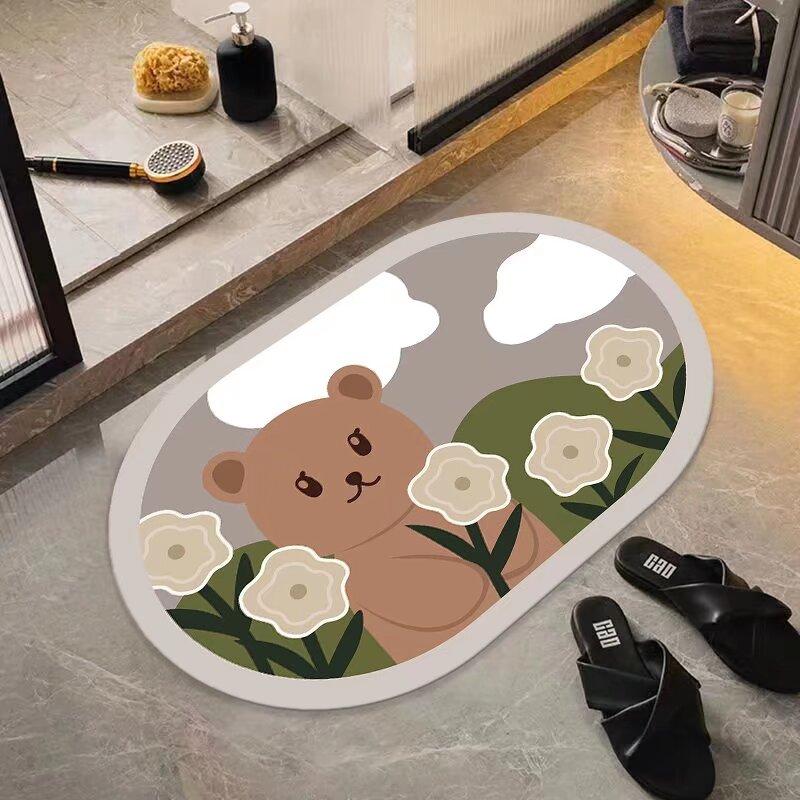 Diatom mud bathroom floor mat non-slip absorbent quick-drying foot mat indoor bathroom toilet door carpet