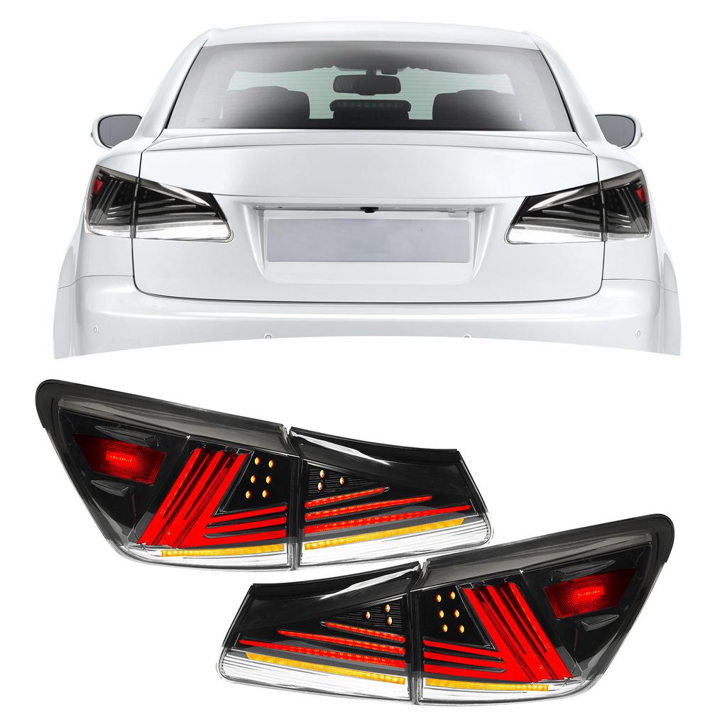 1 Pair Car LED Tail Lights Left Right Dynamic Turn Signal Rear Brake Lamps Fit For IS250 IS350 XE20 2006 to 2013
