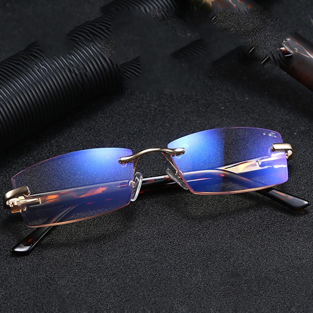 Diamond Frameless Mens Reading Glasses Fashion Trendy 0 75 1 25 1 5 2 00 1 75 TO 4 with Case