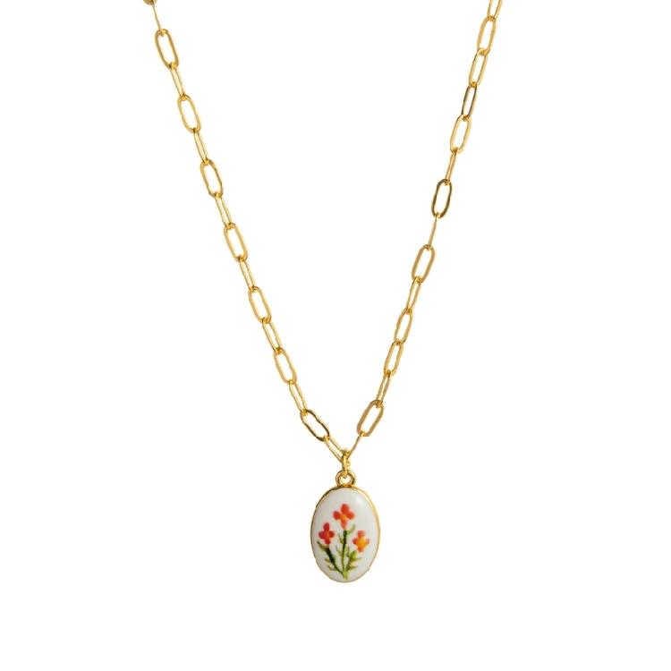 Floral Charm Necklace Adjustable Plant Series Collarbone Chain Flower Pendant Neckchain Daily Accessory Gift
