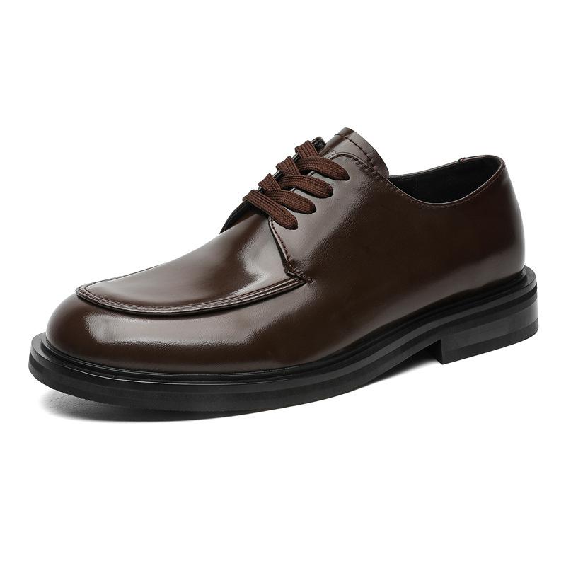 New small leather shoes men's genuine leather British business dress pointed inner height increase casual shoes men's Korean version tide 18140-J