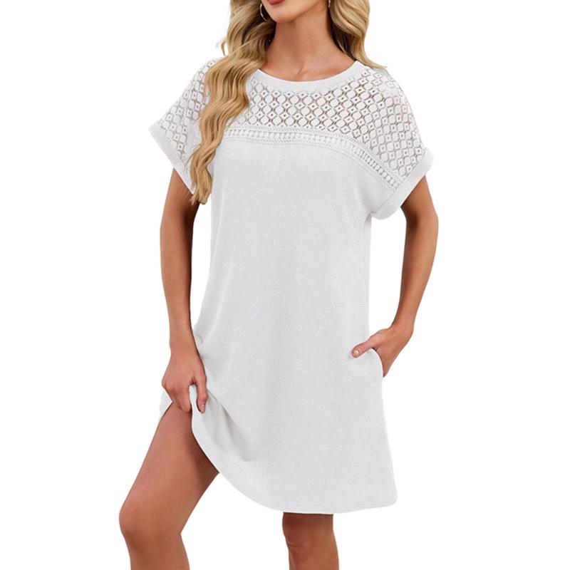 

Women s Round Neck Loose-Fit Short-Sleeve Dress XXL