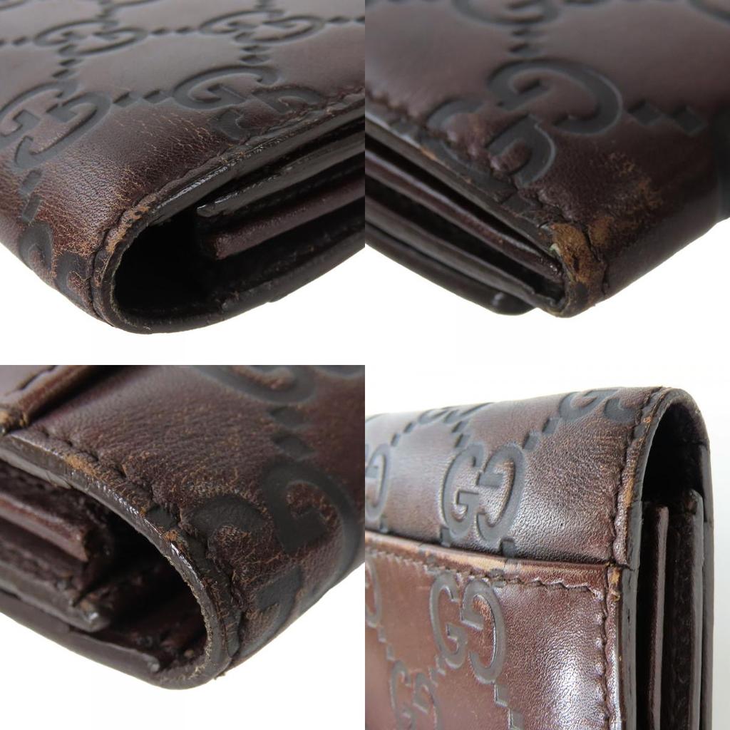 Used GUCCI Bifold Wallet 146229 Sima leather Dark brown Purse
