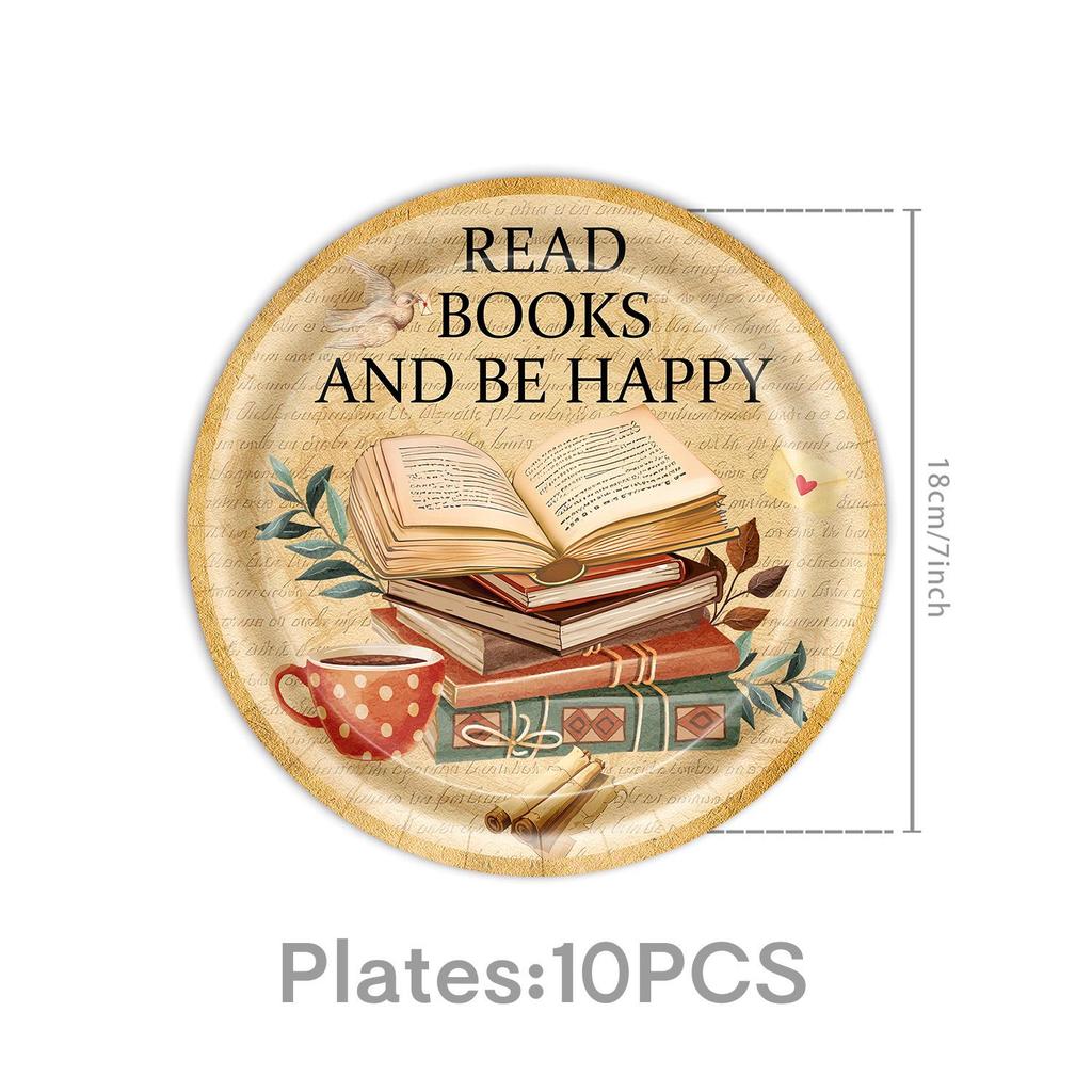 Retro Books Themed Party Supplies: Paper Plates, Napkins, Book Club Tableware & Event Decorations