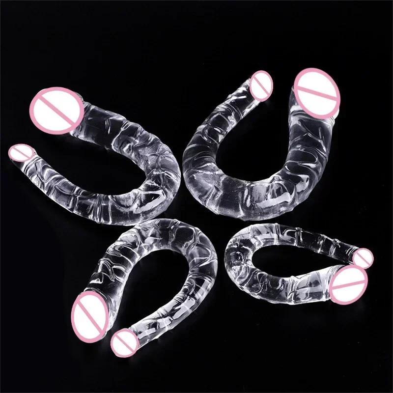 U Shape Double Head Dildo Soft Crystal Silicone Anal Plug Vagina Anus Massager Analplug Lesbian Gay Penis Sex Toys for Women Men